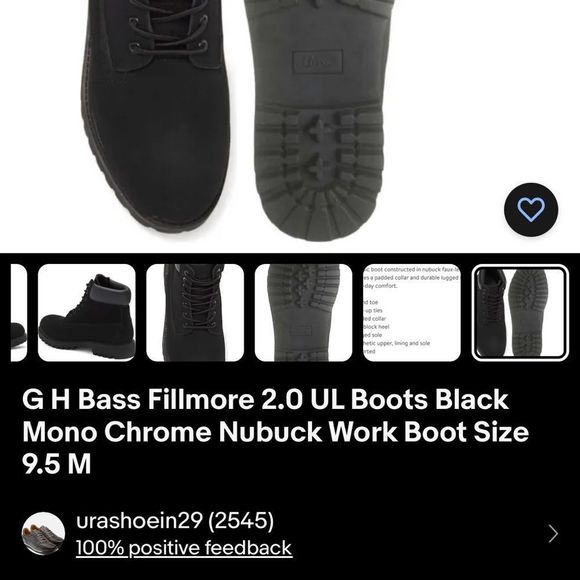 G.H. Bass Fillmore 2.0 UL Suede/Leather Black Mono Chrome Nubuck Work Boot Sz 13 - Picture 4 of 16